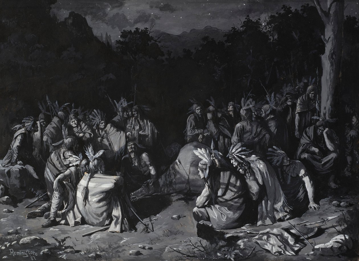 Indiánské shromáždění od Frederic Remington