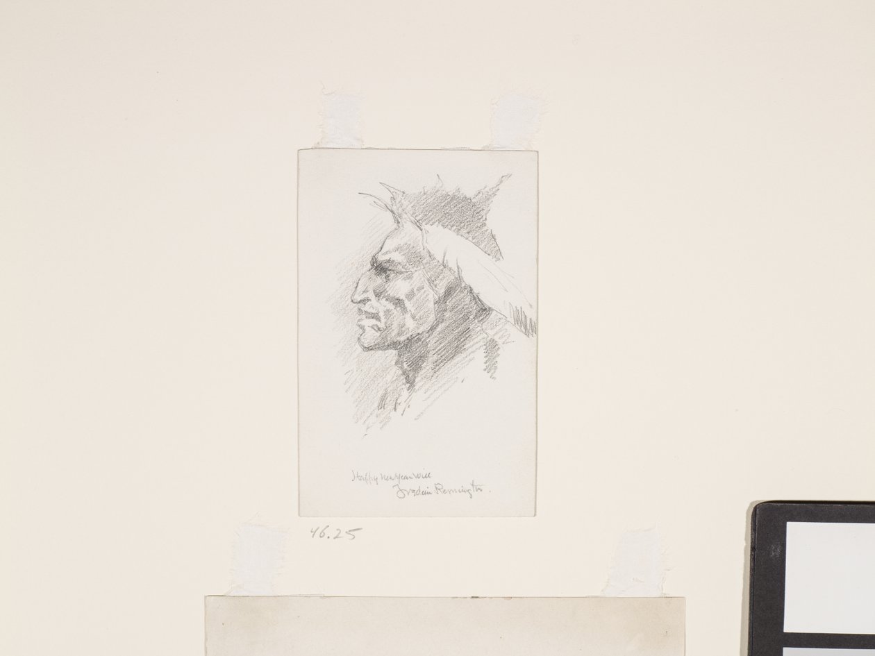 Indiánská hlava, datum neznámé (tužka na bílém papíře) od Frederic Remington