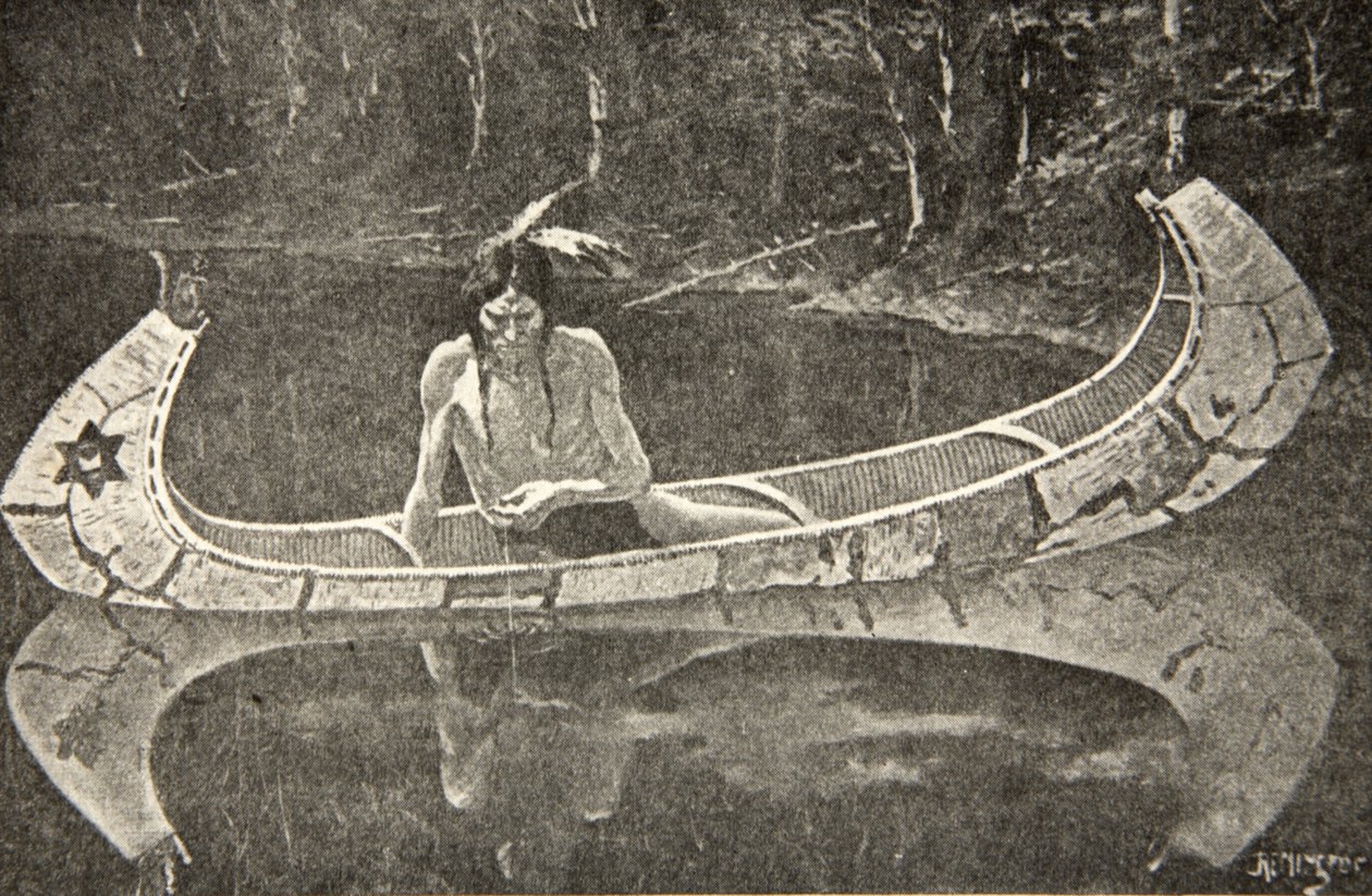 Dlouho seděl a čekal na odpověď, z The Song of Hiawatha od Henryho Wadswortha Longfellowa (1807-82), hospoda. George G. Harrap und Company Ltd., 1911 od Frederic Remington