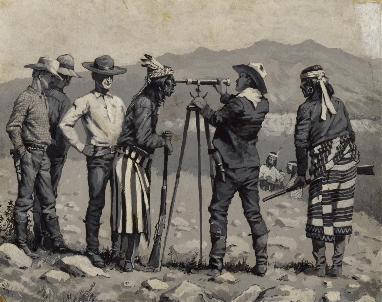 Pohled do dalekohledu od Frederic Remington