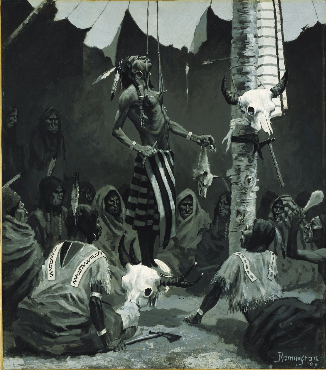 Mandanský iniciační ceremoniál od Frederic Remington