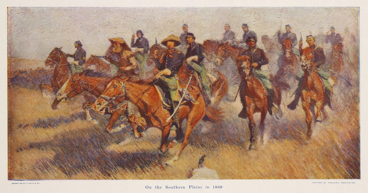 Na jižních pláních v roce 1860, pub.1909 od Frederic Remington
