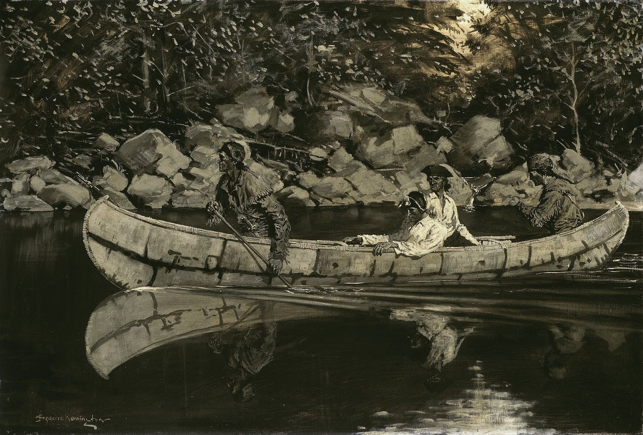 Paddling the Wounded British Officer, 1897 od Frederic Remington