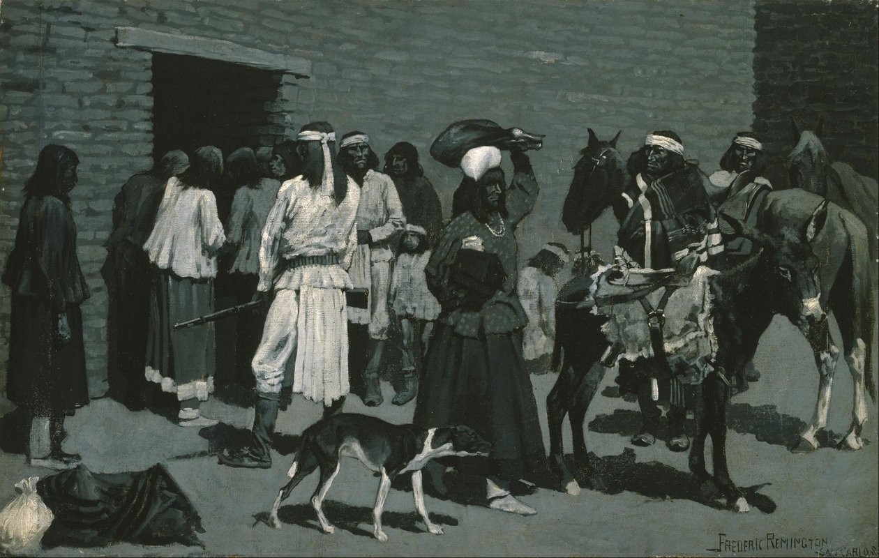 Indiánská vesnice od Frederic Remington