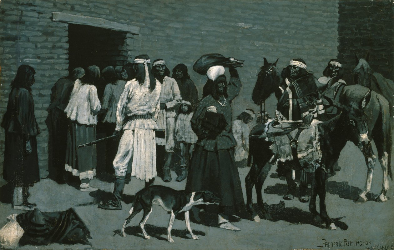Indiánská vesnice od Frederic Remington