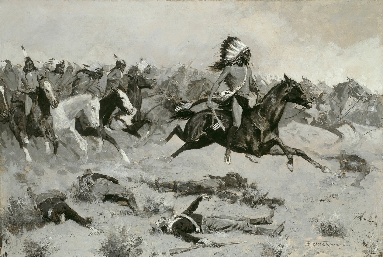 Rushing Red Lodges prošel linií, c. 1900. od Frederic Remington