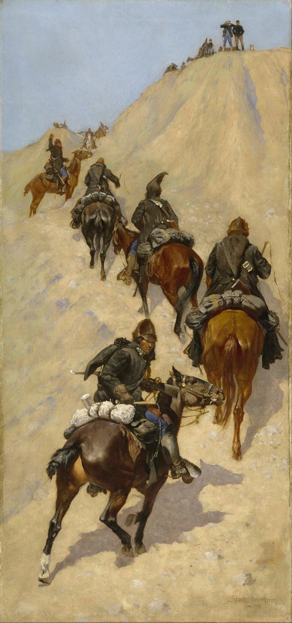 Skauti lezou na horu od Frederic Remington