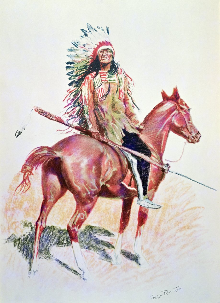 Sioux Chief (barva litho) od Frederic Remington