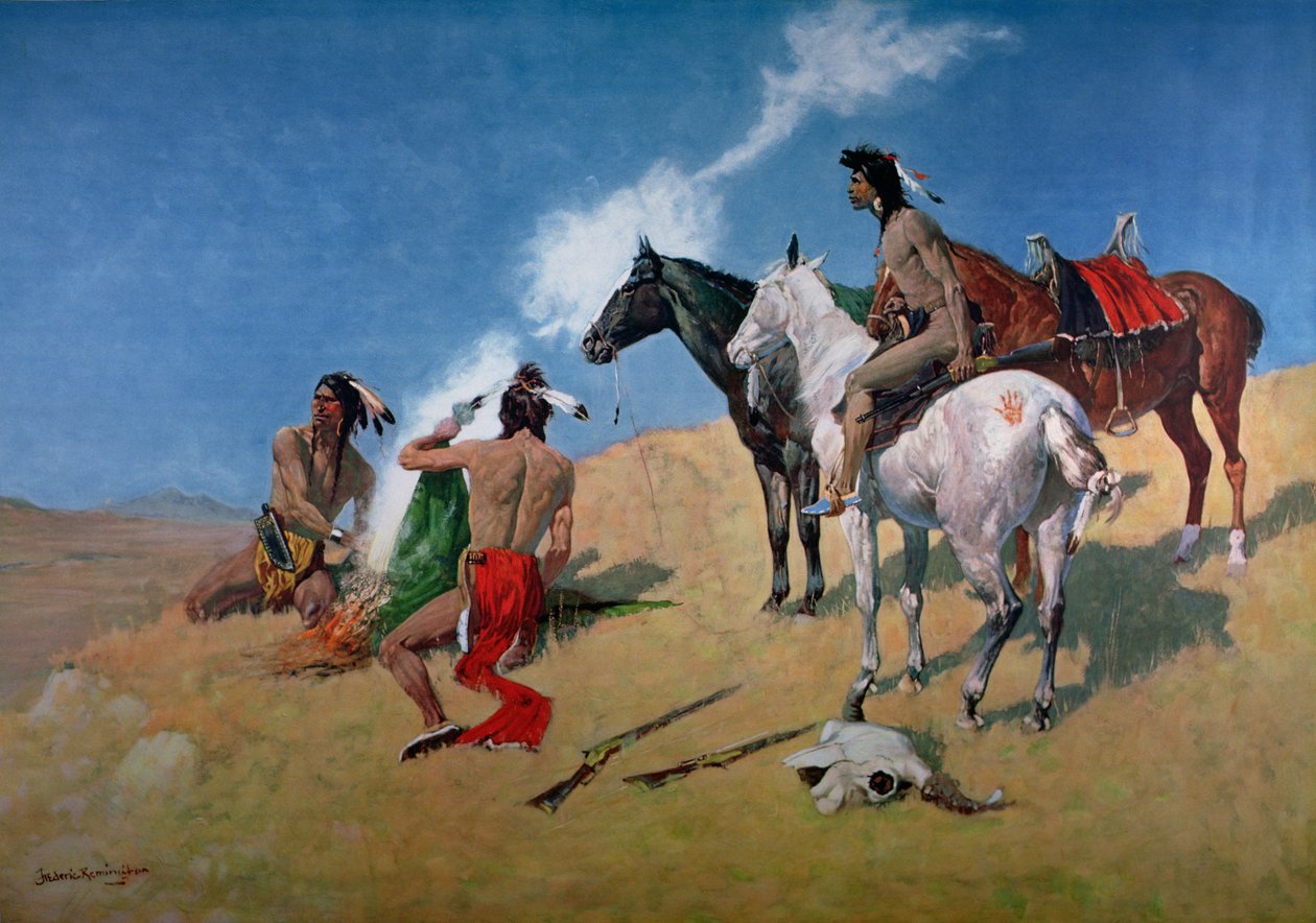 Kouřové signály (olej na plátně) od Frederic Remington