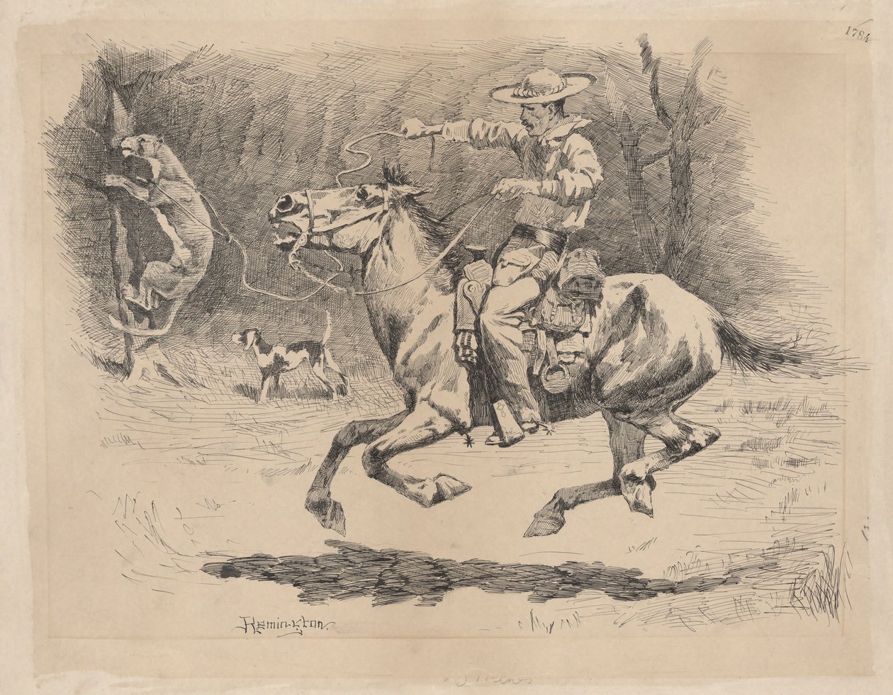 Pobídl svého koně v pronásledování od Frederic Remington