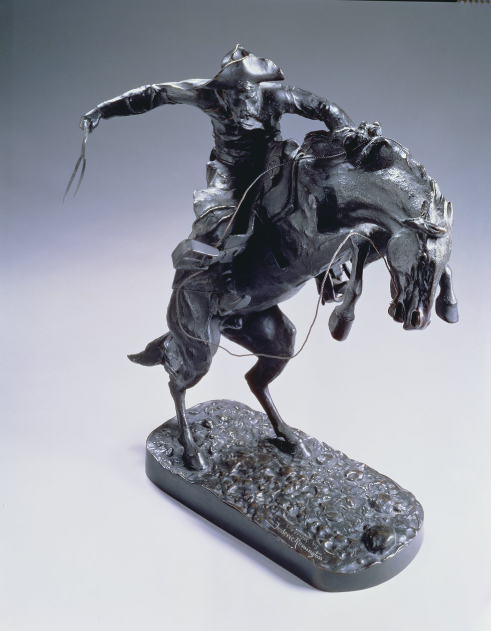 The Bronco Buster, 1889 (bronz s hnědou patinou) od Frederic Remington