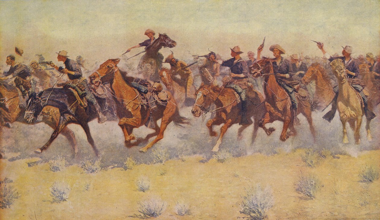 The Charge, z Colliers Weekly, pub.1906 od Frederic Remington