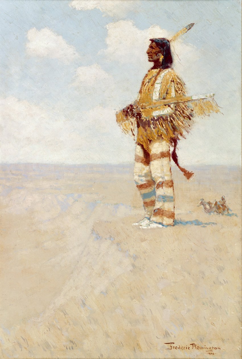 The Last of His Race (The Vanishing American), 1908 (olej na kompoziční desce) od Frederic Remington