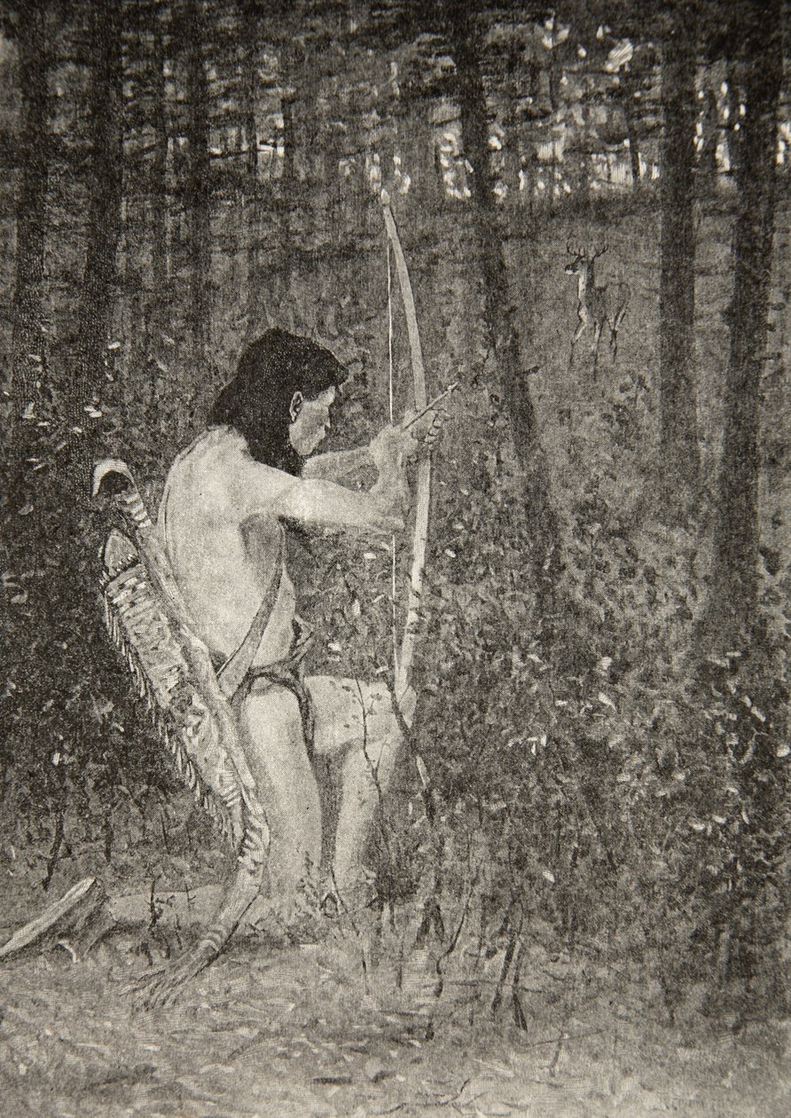 Pak Hiawatha na kolenou povstal a namířil šíp, z Písně o Hiawathovi od Henryho Wadswortha Longfellowa (1807-82), vyd. George G. Harrap und Company Ltd., 1911. od Frederic Remington