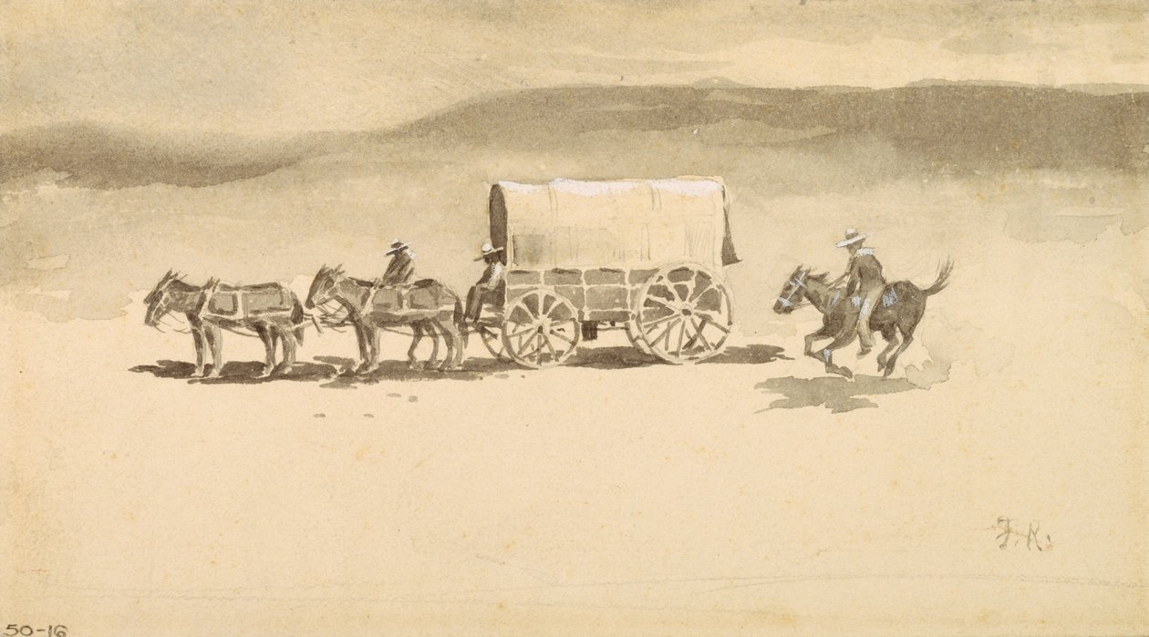 Bez názvu (lavírovaná kresba na papíře) od Frederic Remington