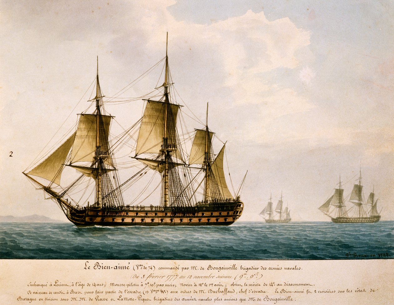 Louis Antoine, loď hraběte de Bougainville (1729-1811) Bien-Aime od Frederic Roux