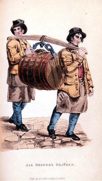 Ale Brewers Drayman z Ackermans World in Miniature od Frederic Shoberl