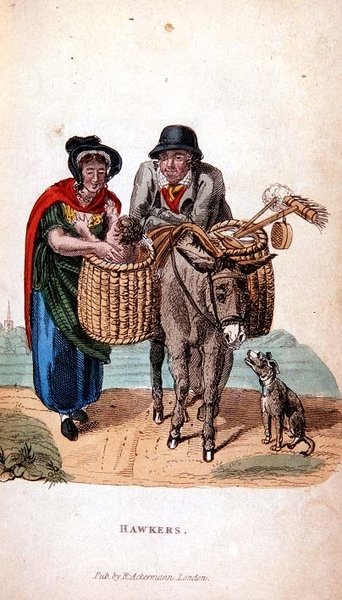 Hawkers z Ackermanns World in Miniature od Frederic Shoberl