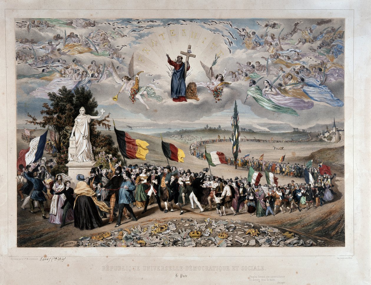 Všeobecná demokratická a sociální republika Procesí evropských národů v Unii a bratrství. Litografie Frederica Sorrieua (1807-verze 1861) 1848 Paříž, muzeum Carnavalet – Všeobecná demokratická a sociální republika od Frederic Sorrieu