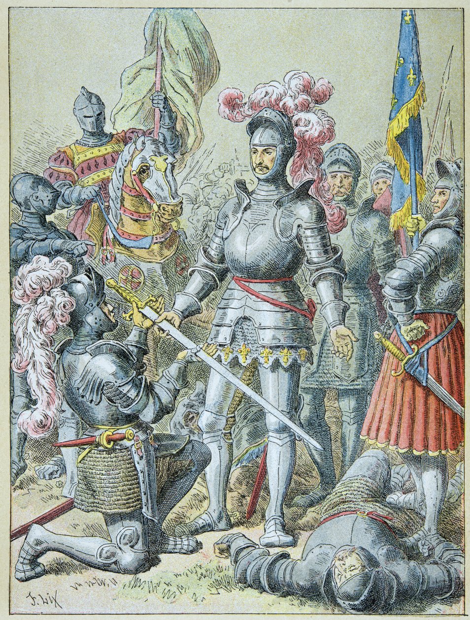 Bitva u Pavie: František I., poražený, předal v roce 1525 svou kopu rytíři Charlesi de Lannoy od Frederic Theodore Lix