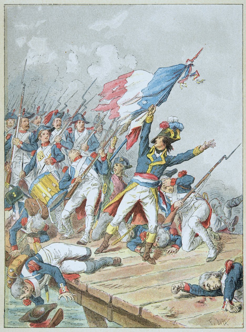 Bonaparte překročil most d Arcole v listopadu 1796 od Frederic Theodore Lix