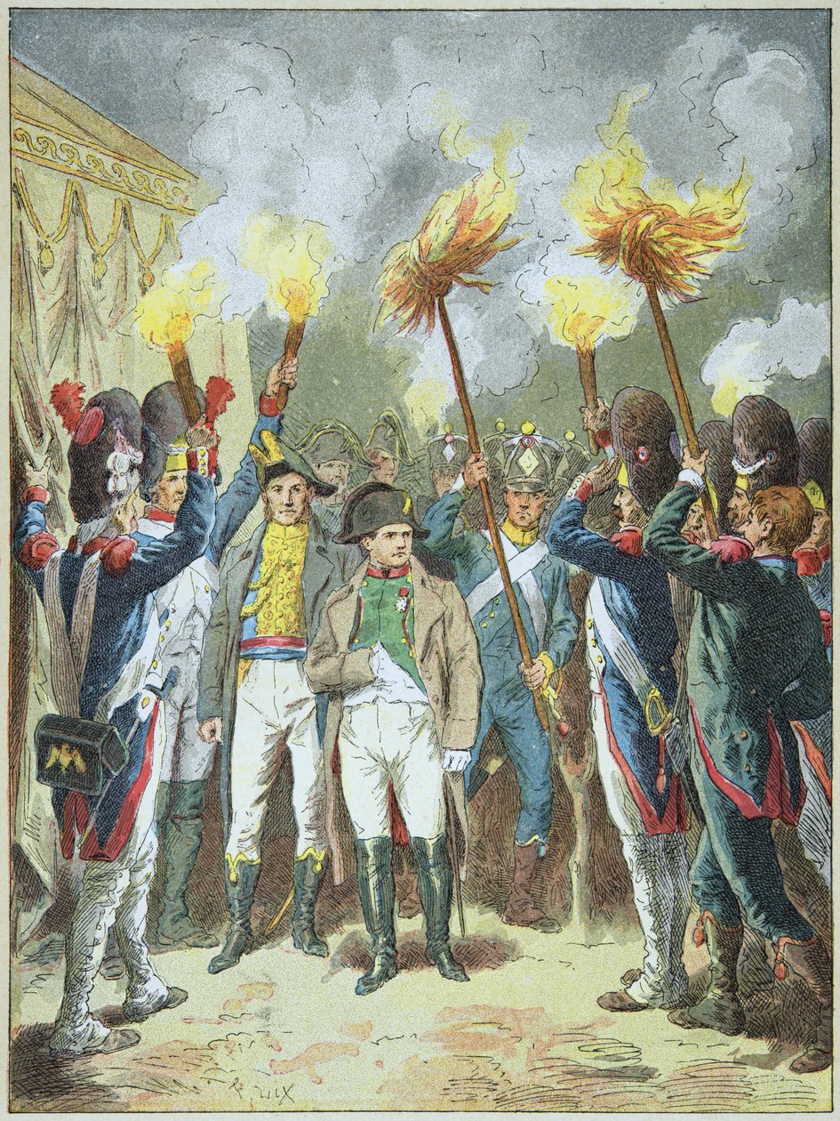 Císař Napoleon I. byl v předvečer bitvy u Slavkova v roce 1805 oslavován svým zavrčením. od Frederic Theodore Lix
