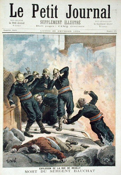 Exploze v Rue de Reuilly a smrt seržanta Bauchata, z Le Petit Journal, 26. února 1894 od Frederic Theodore Lix