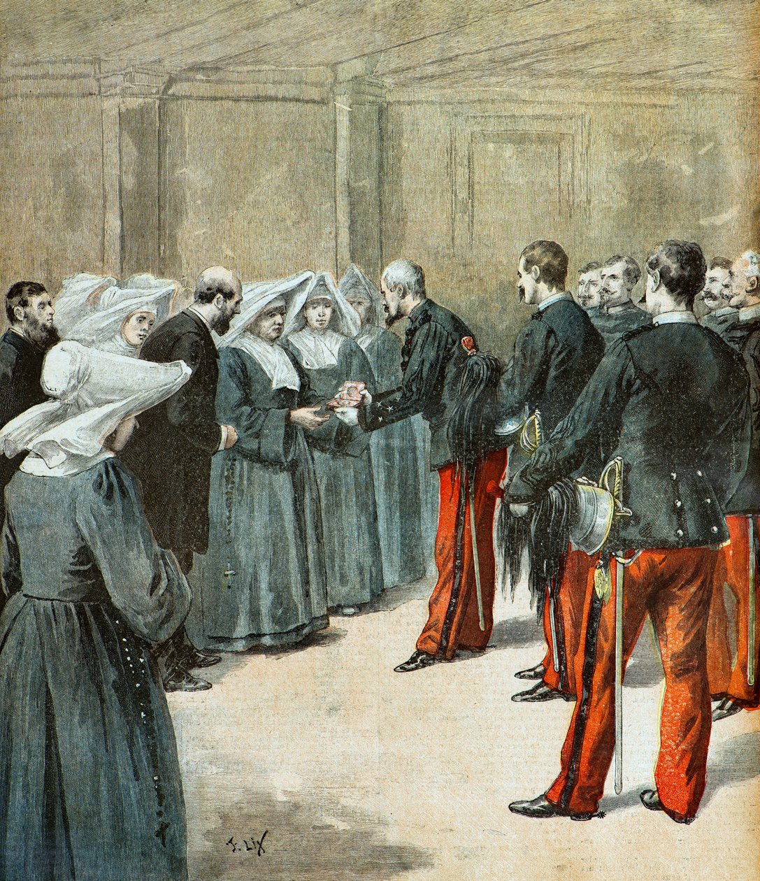 Generál Marin předává čestnou medaili od Frederic Theodore Lix