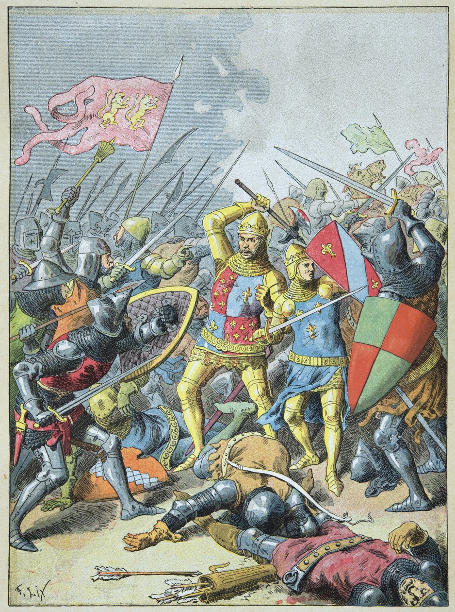Jan II. Dobrý a jeho syn Filip Smělý kruhy Angličany v bitvě u Poitiers, 19. září od Frederic Theodore Lix