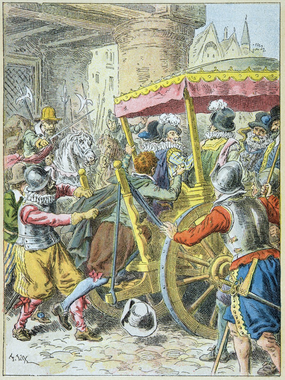 Vražda krále Jindřicha IV Franoisem Ravaillacem v Rue de la Ferronnerie Paris, 14. května od Frederic Theodore Lix
