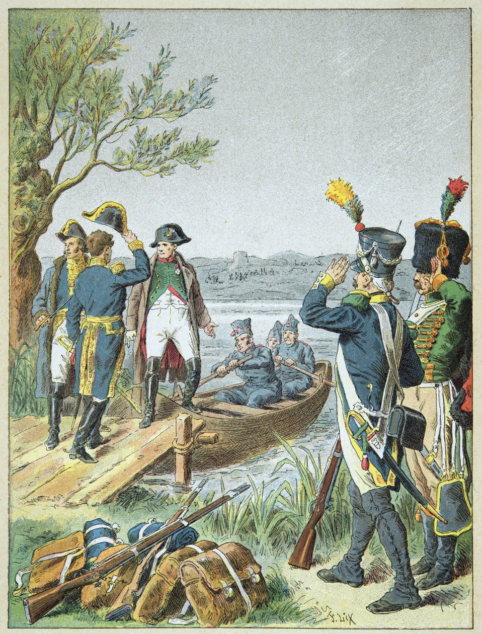 Napoleon Bonaparte a Massena na de Lobau po bitvě u Esslingu, 22. května od Frederic Theodore Lix