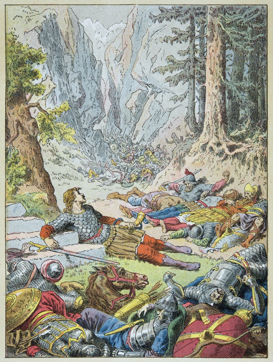 Roland zemřel v bitvě u Roncesvalaux od Frederic Theodore Lix