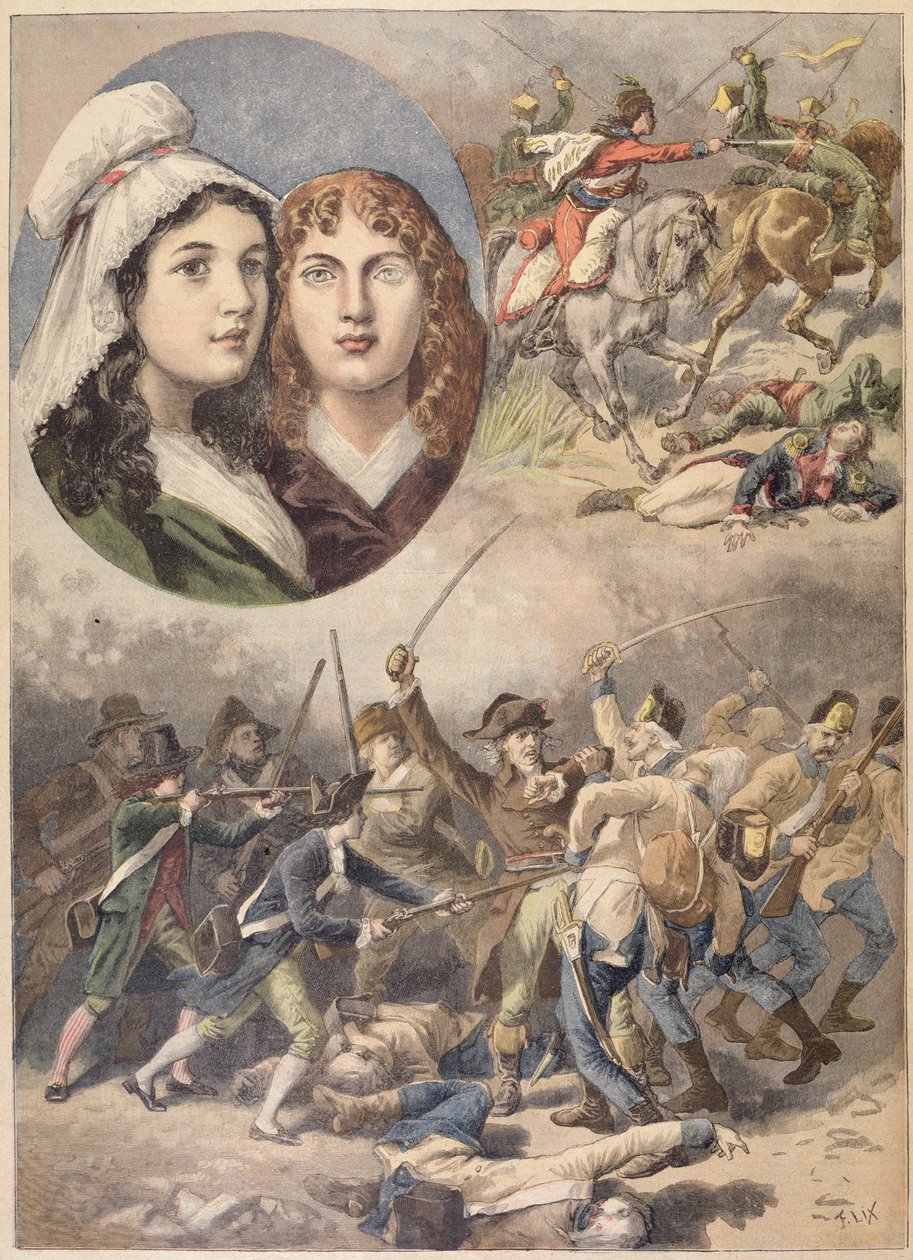 Francouzské hrdinky, Felicite a Theophile de Fernig v roce 1792, z „Le Petit Journal“, 27. srpna 1894 od Frederic Theodore Lix