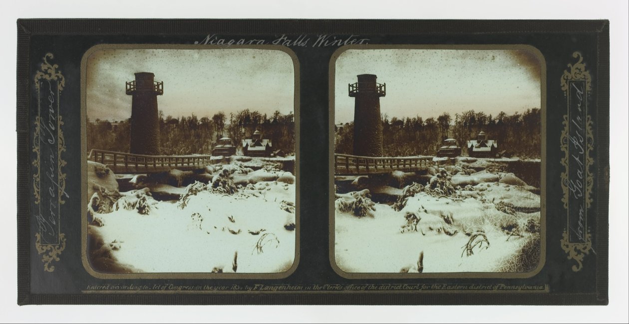 Zimní Niagarské vodopády, Terrapinová věž z Kozího ostrova od Frederic and William Langenheim
