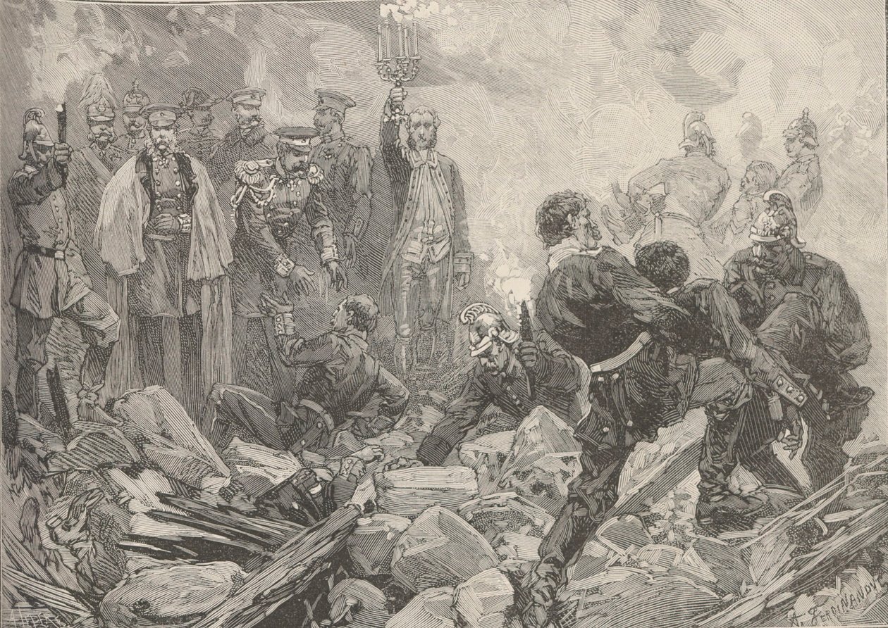 Zimní palác po výbuchu, večer 17. února 1880. od Frederic de Haenen