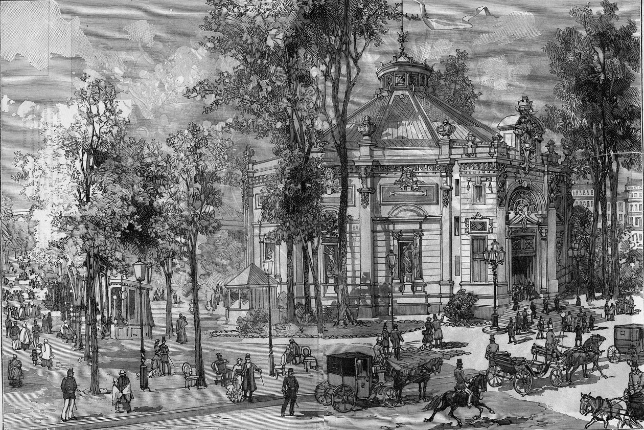 Pohled na divadlo Panorama Marigny během jeho stavby Charlesem Garnierem (1825-1895) v Paříži od Frederic de Haenen