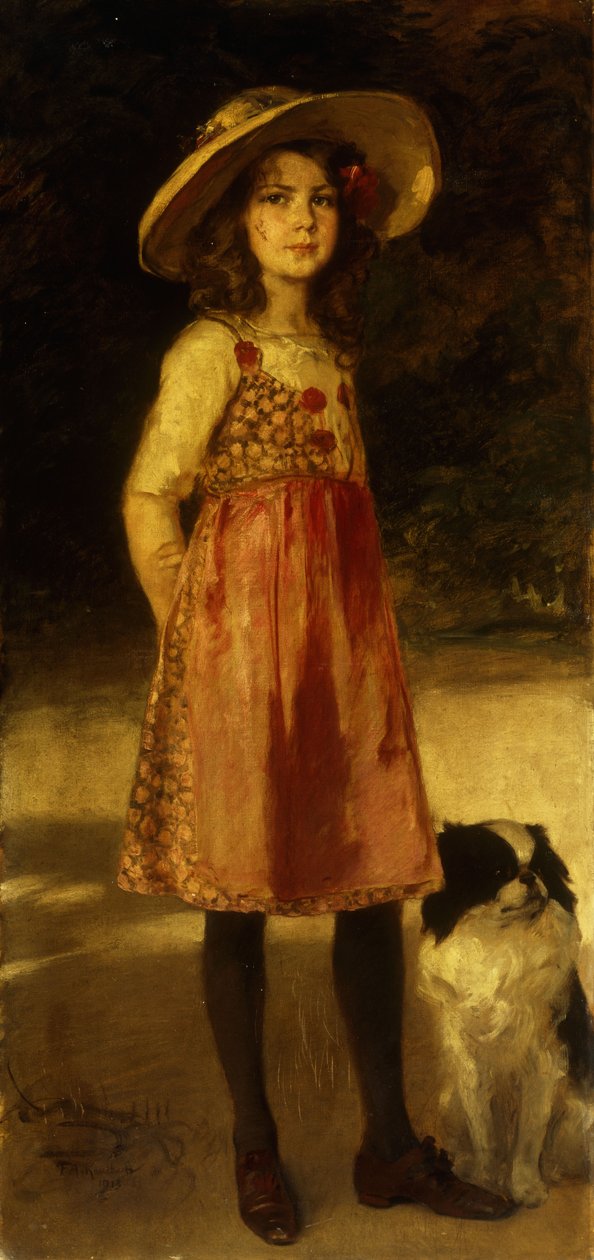 Portrét umělcovy dcery, Hilde, 1913 od Frederich August Kaulbach