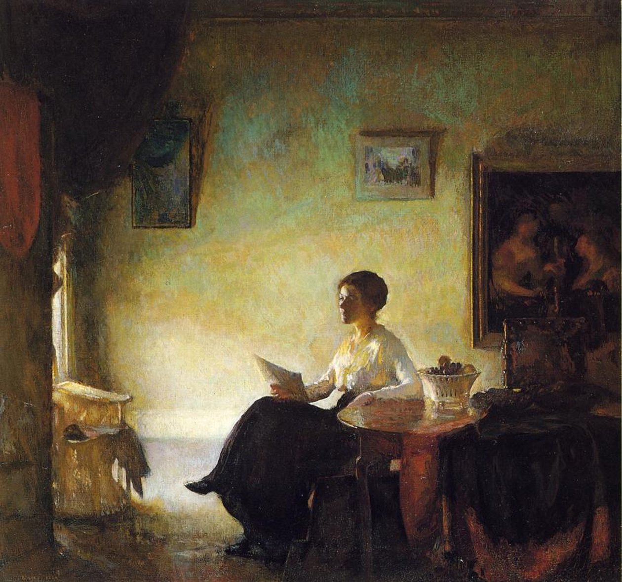 Žena čte doma, 1918 od Frederick Andrew Bosley