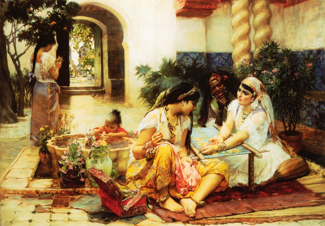 Alžírská vesnice ve vesnici El Biar od Frederick Arthur Bridgman