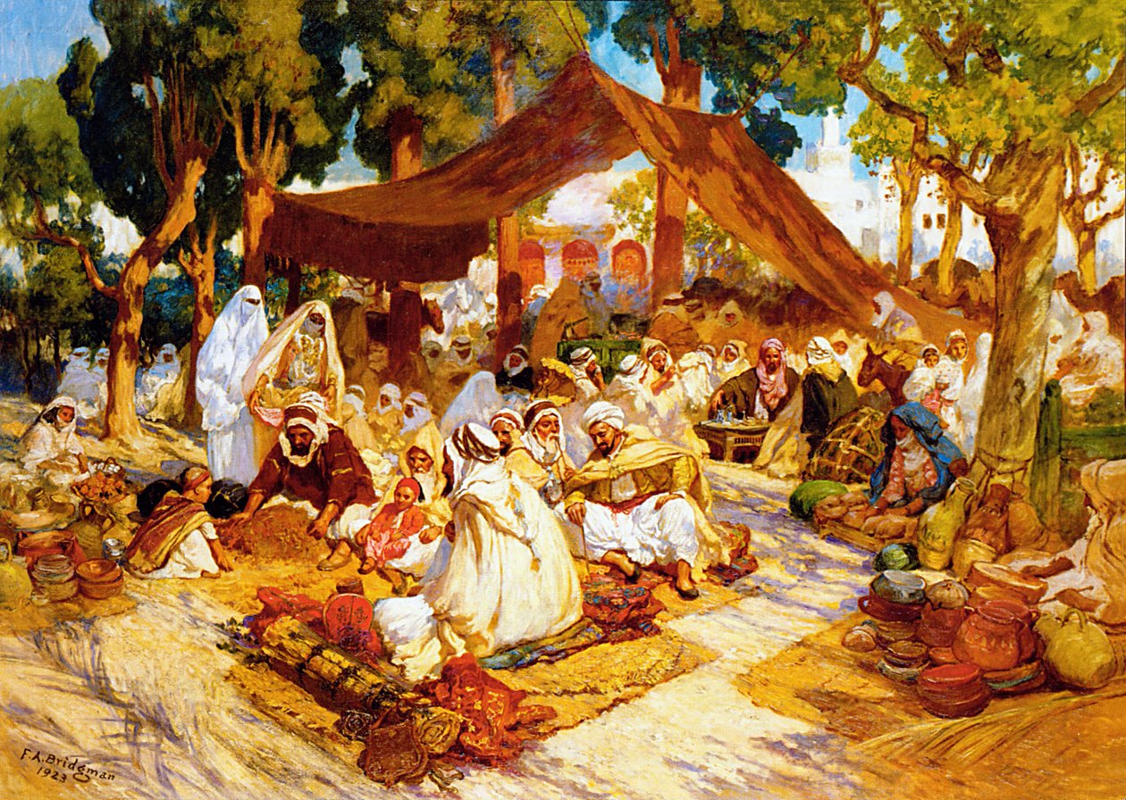 Večerní setkání v severoafrickém táboře od Frederick Arthur Bridgman