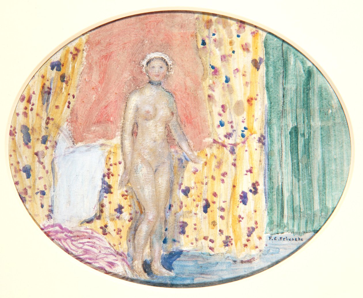 Akt, kolem roku 1915 (olej na kartonu) od Frederick Carl Frieseke
