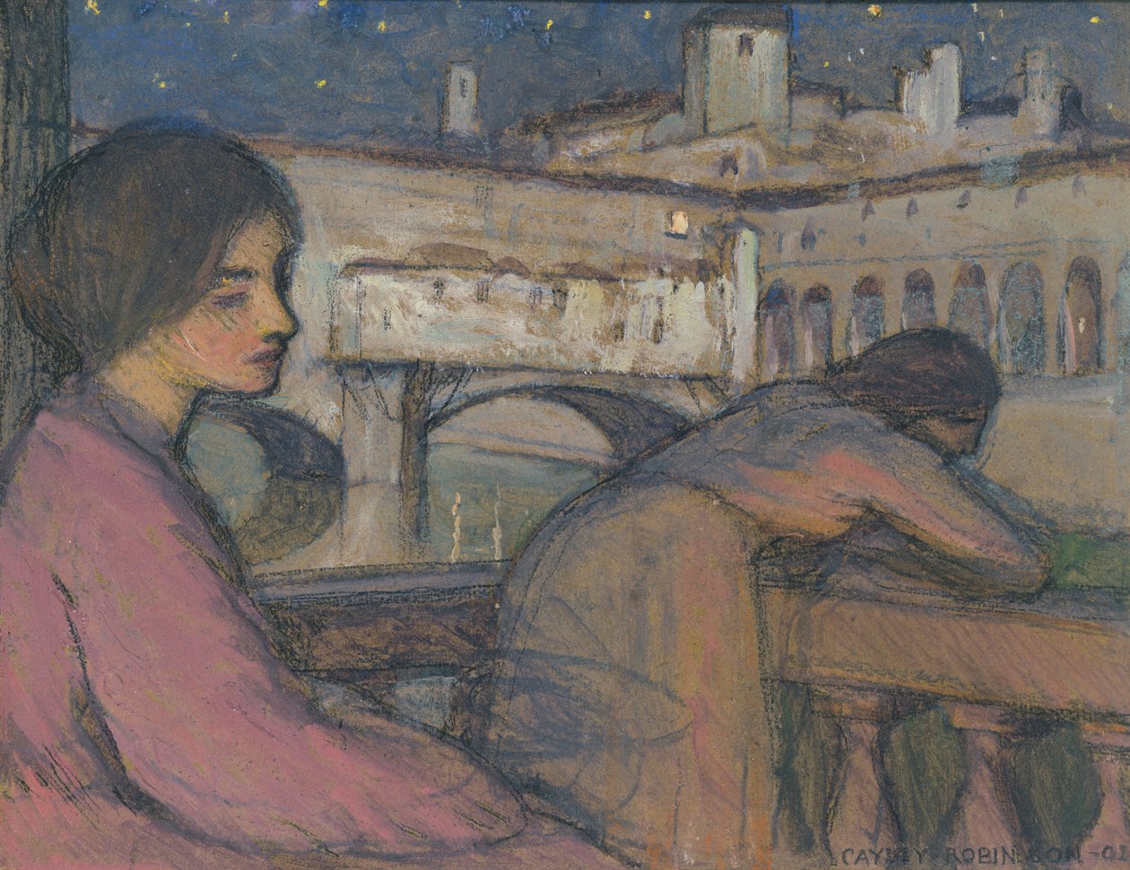 Snění na Arnu, 1902 (tužka, pastel a kvaš na desce) od Frederick Cayley Robinson