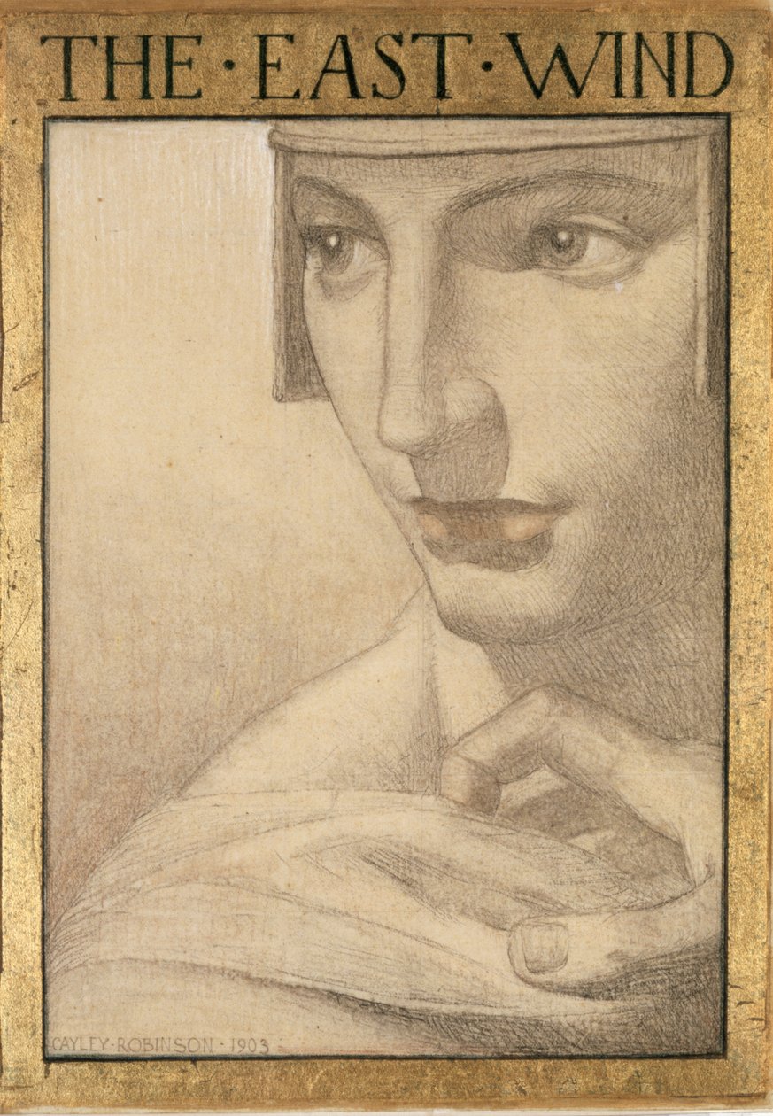 Čtyři větry - Východní vítr, 1903 (barevné křídy na papíře) od Frederick Cayley Robinson