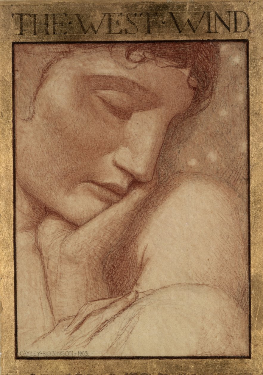 Čtyři větry - Západní vítr, 1903 (barevné křídy na papíře) od Frederick Cayley Robinson