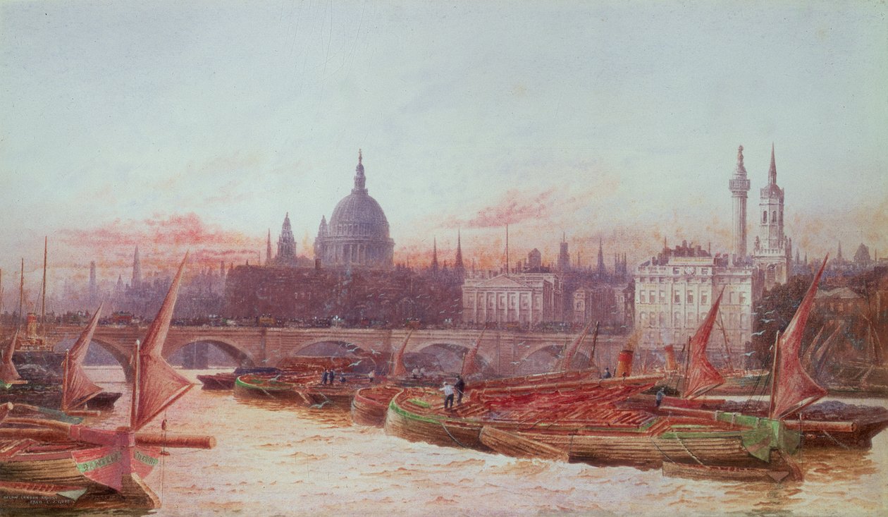 Čluny pod London Bridge od Frederick E.J. Goff