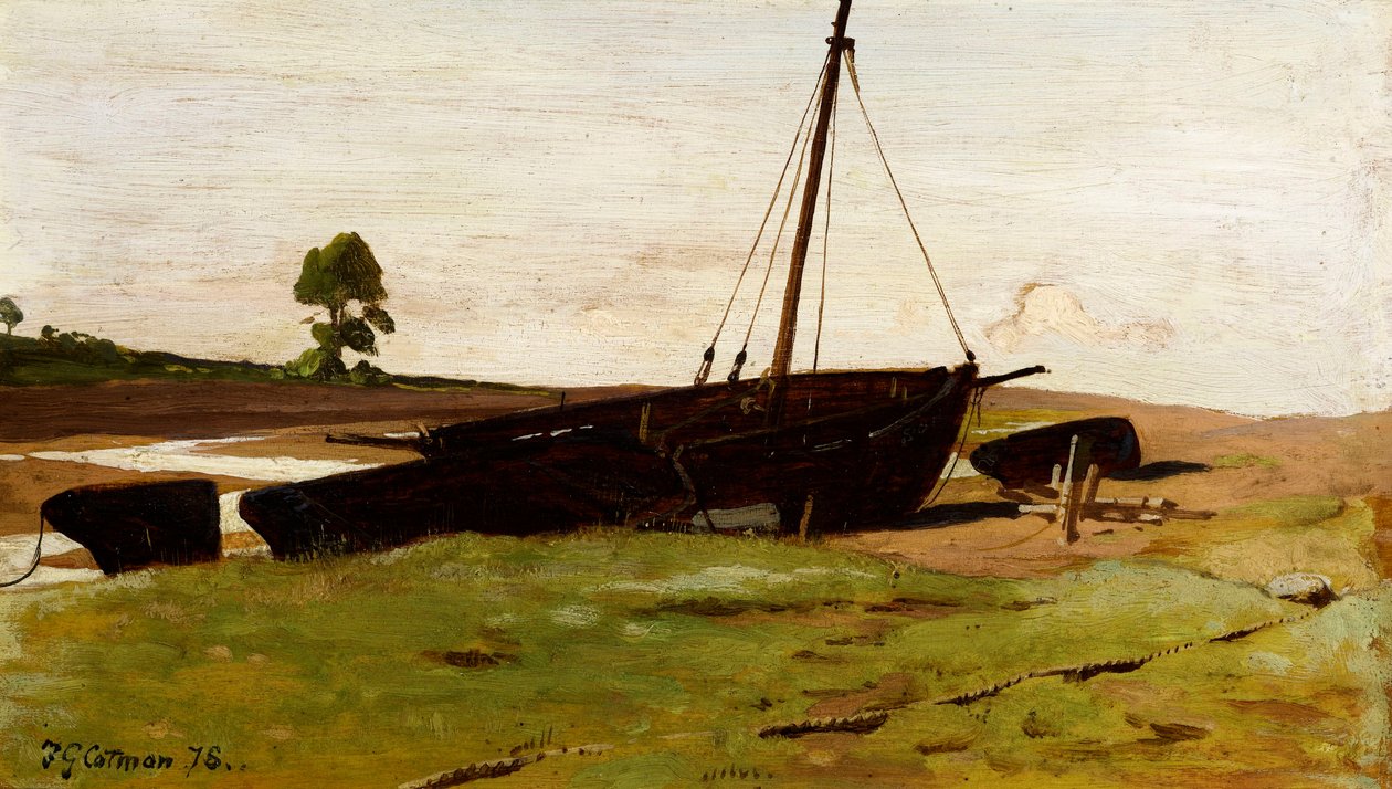 Stranded Boats, Porlock Weir, 1879 od Frederick George Cotman