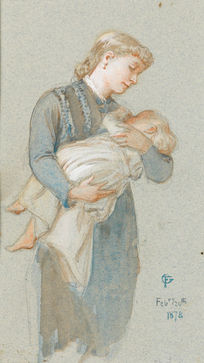 Frederica a její matka, 1878 (wc na papíře) od Frederick Goodall