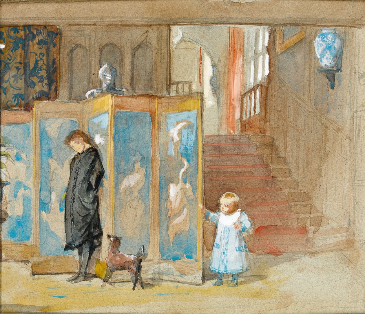 Studie k portrétu Frederiky s plátnem, kolem roku 1878 (wc na papíře) od Frederick Goodall