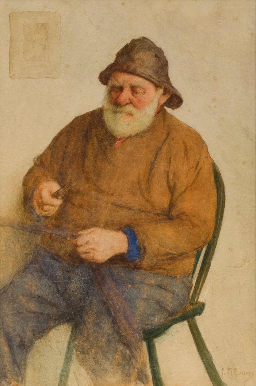 Fisherman Mending Networks (wc na papíře) od Frederick James McNamara Evans