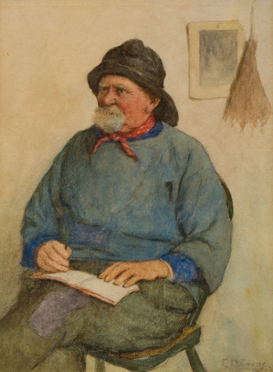 Rybář s notebookem (wc na papíře) od Frederick James McNamara Evans